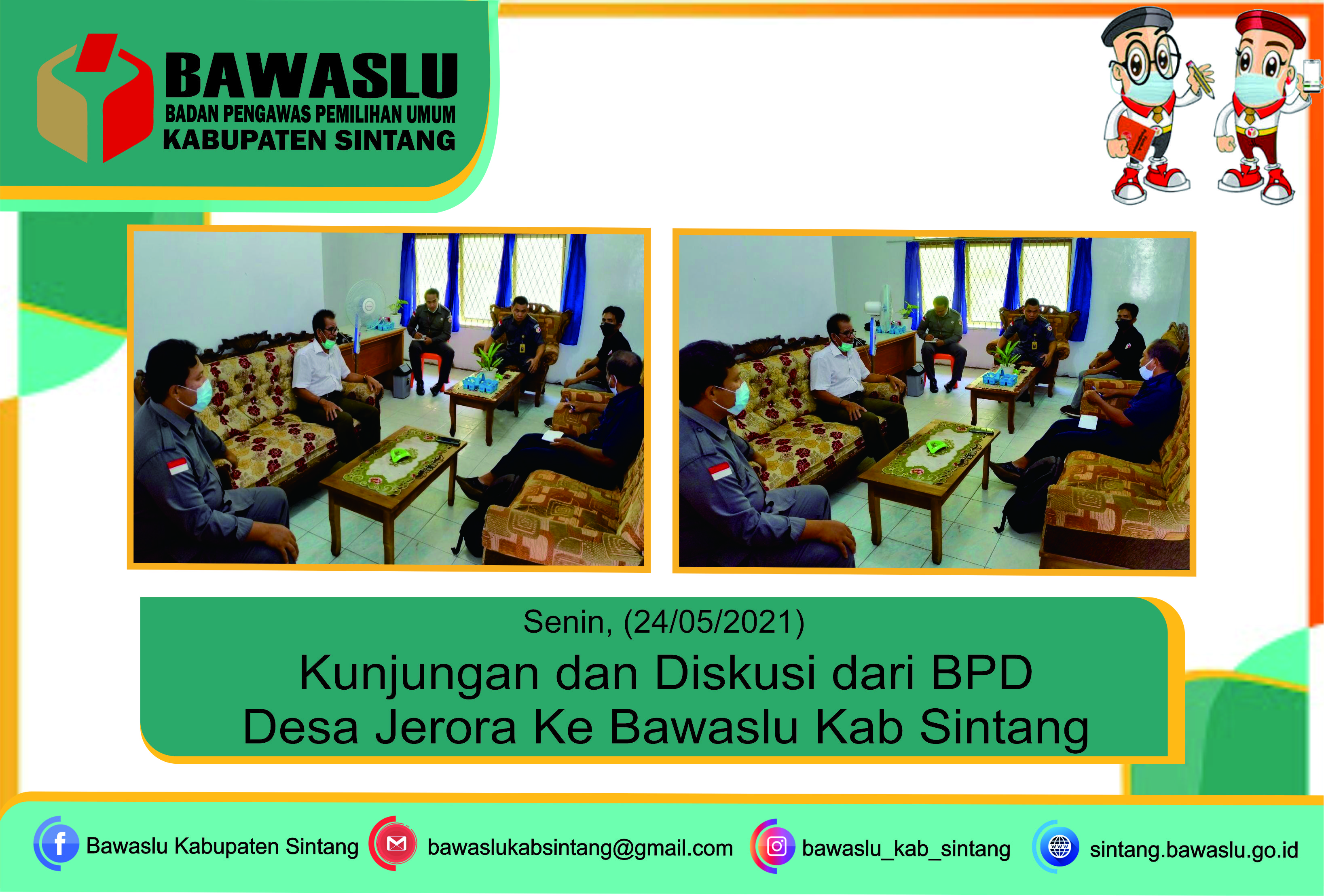 Kunjungan dan Diskusi dari BPD Desa Jerora Ke Bawaslu Kab Sintang