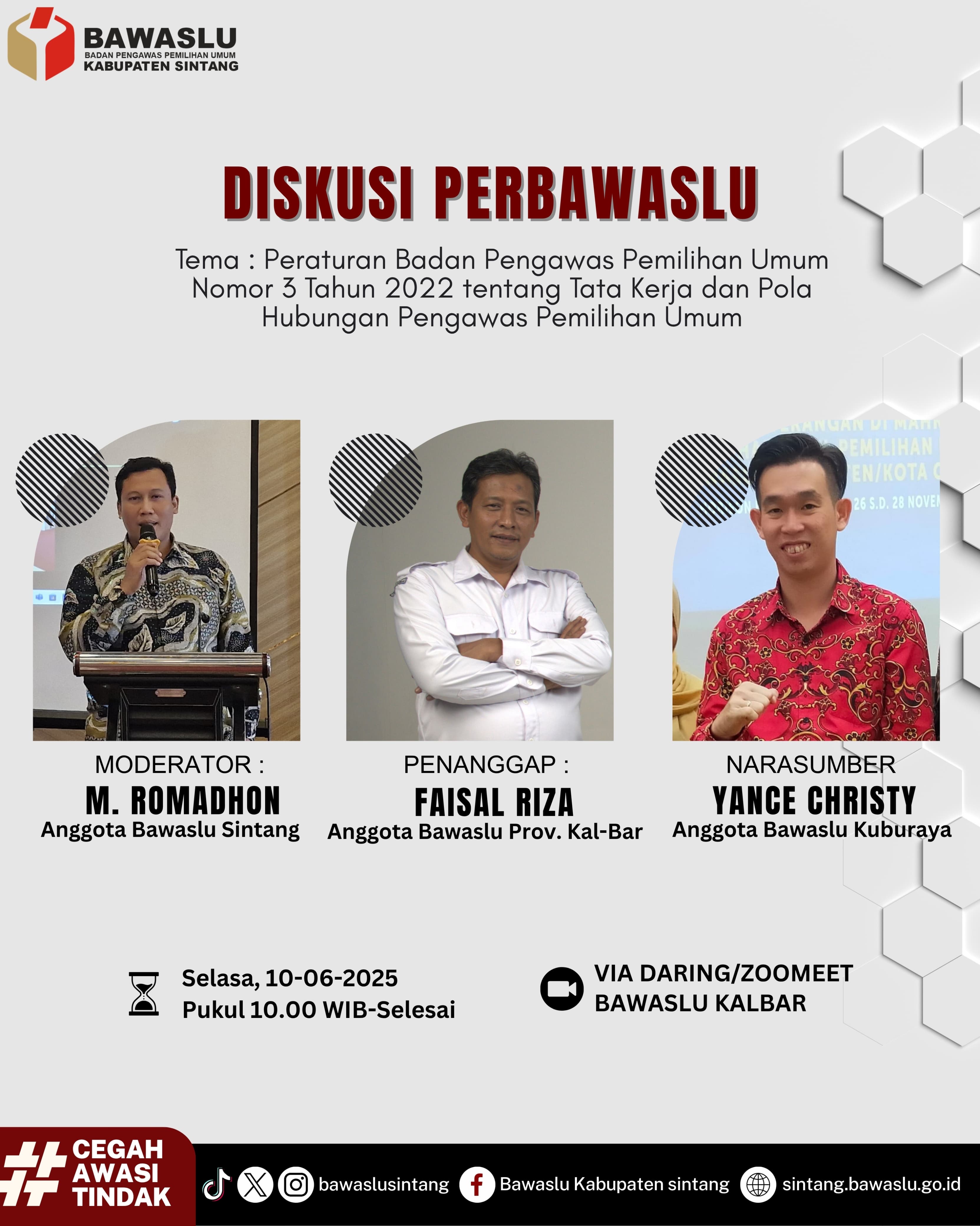 Kupas Tuntas Perbawaslu, Bawaslu Sintang Jadi Tuan Rumah Diskusi Strategis