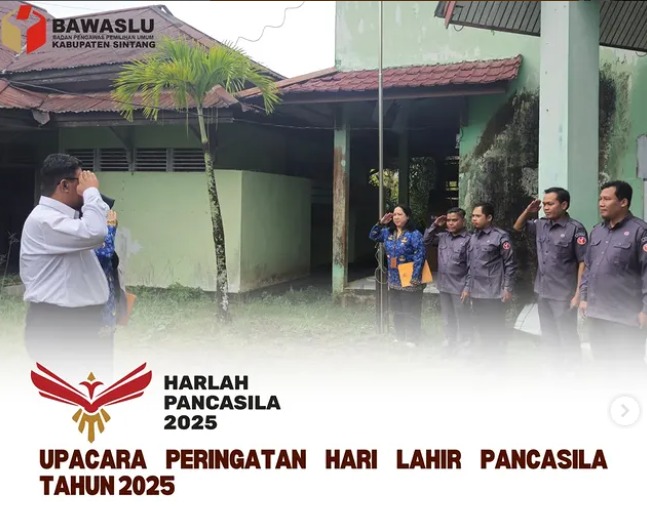 Peringati Hari Lahir Pancasila, Bawaslu Sintang Gelar Upacara
