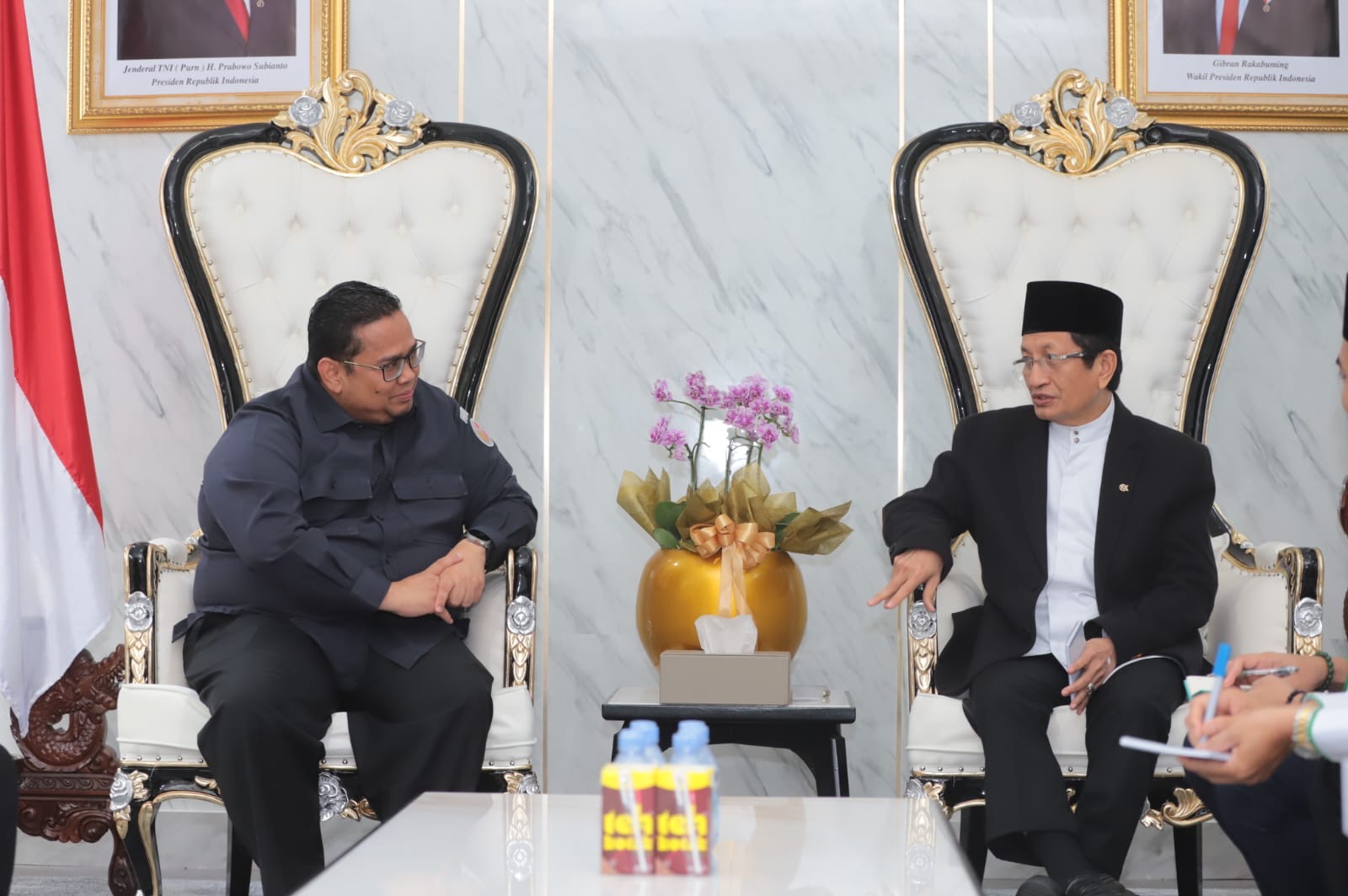 Ketua Bawaslu Rahmat Bagja dan Menteri Agama Nasaruddin Umar saat beraudiensi di Kantor Kementerian Agama RI, Jakarta pada Selasa (12/8/2025)/Foto: Publikasi dan Pemberitaan Bawaslu