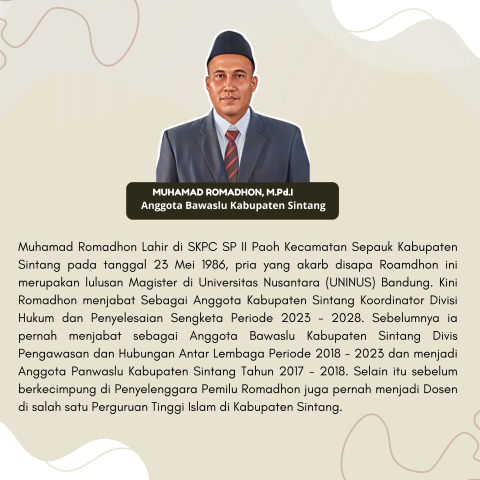 Profil Anggota Bawaslu Kabupaten Sintang