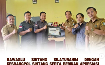 Bawaslu Sintang Silaturahmi dengan Kesbangpol, Berikan Apresiasi atas Kolaborasi Sukseskan Pilkada 2024