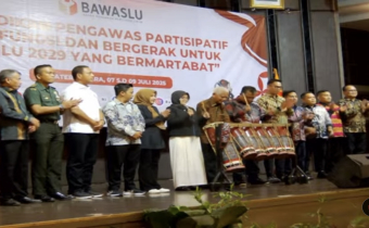 Prosesi pembukaan secara resmi Pendidikan Pengawas Partisipatif Bawaslu Republik Indonesia di Kota Medan, Sumatera Utara (7/7/2025).